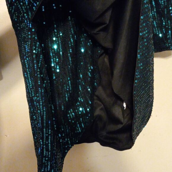 Sequenced Plunged Neck Long Sleeve Mini Dress - Picture 3 of 3